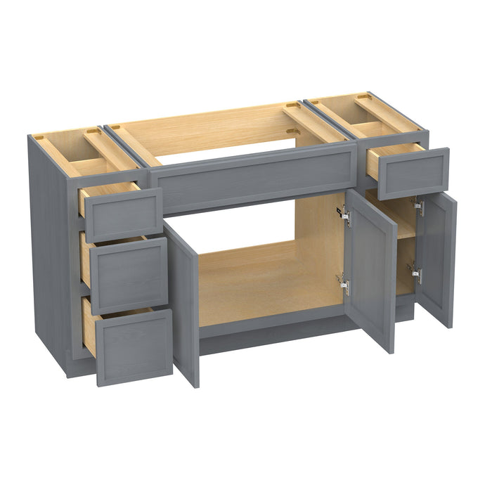 54" Plywood Bathroom Vanity Cabinet without Top - 4 Drawers & 3 Doors - HomeBeyond