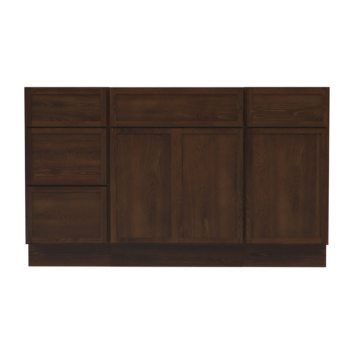 54" Plywood Bathroom Vanity Cabinet without Top - 4 Drawers & 3 Doors - HomeBeyond