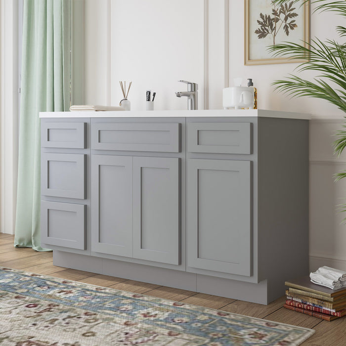 54" Plywood Bathroom Vanity Cabinet without Top - 4 Drawers & 3 Doors - HomeBeyond
