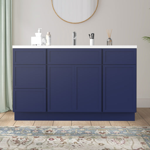 54" Plywood Bathroom Vanity Cabinet without Top - 4 Drawers & 3 Doors - HomeBeyond