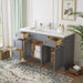 54" Plywood Bathroom Vanity Cabinet without Top - 4 Drawers & 3 Doors - HomeBeyond