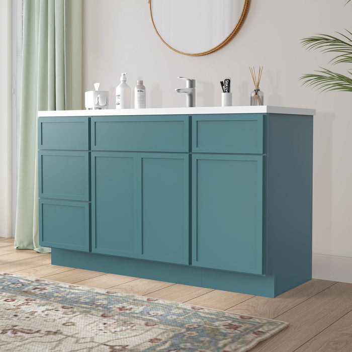 54" Plywood Bathroom Vanity Cabinet without Top - 4 Drawers & 3 Doors - HomeBeyond
