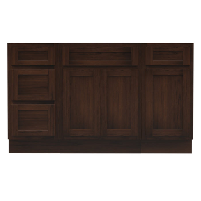 54" Plywood Bathroom Vanity Cabinet without Top - 4 Drawers & 3 Doors - HomeBeyond