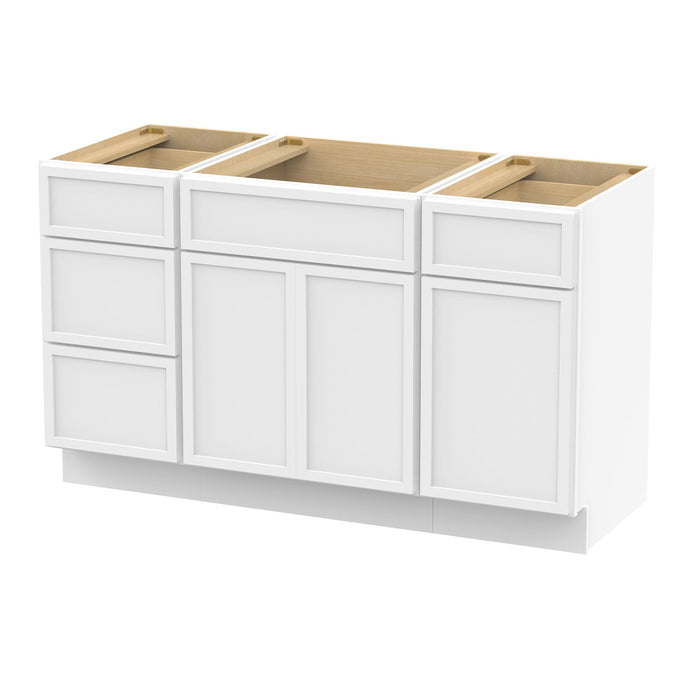 54" Plywood Bathroom Vanity Cabinet without Top - 4 Drawers & 3 Doors - HomeBeyond