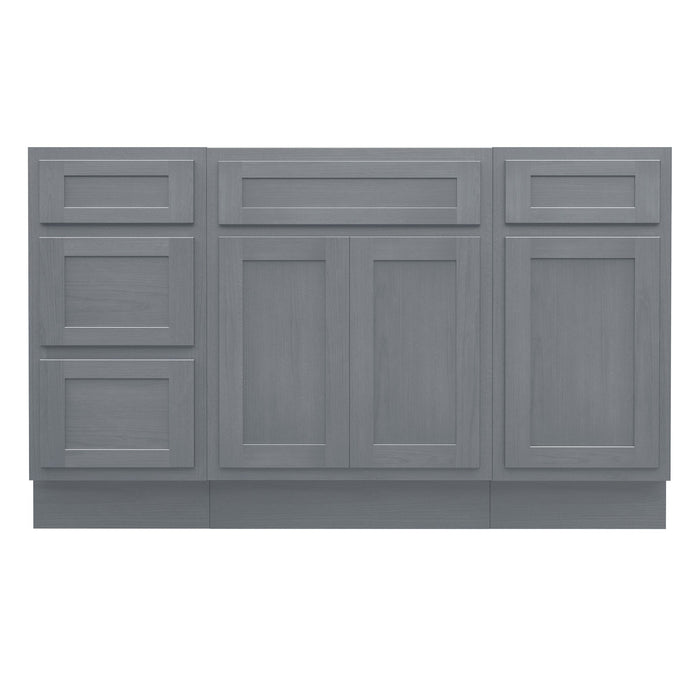 54" Plywood Bathroom Vanity Cabinet without Top - 4 Drawers & 3 Doors - HomeBeyond
