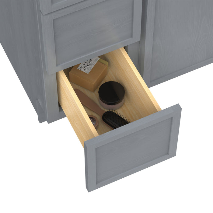 54" Plywood Bathroom Vanity Cabinet without Top - 4 Drawers & 3 Doors - HomeBeyond