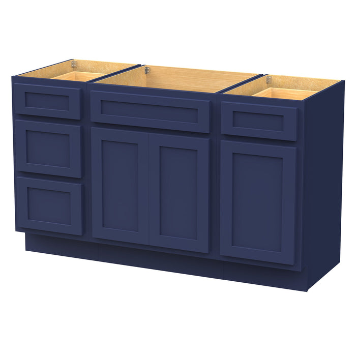 54" Plywood Bathroom Vanity Cabinet without Top - 4 Drawers & 3 Doors - HomeBeyond