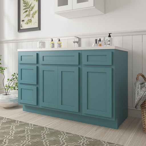 54" Plywood Bathroom Vanity Cabinet without Top - 4 Drawers & 3 Doors - HomeBeyond