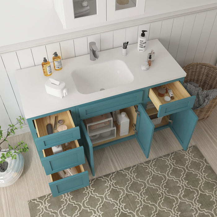 54" Plywood Bathroom Vanity Cabinet without Top - 4 Drawers & 3 Doors - HomeBeyond