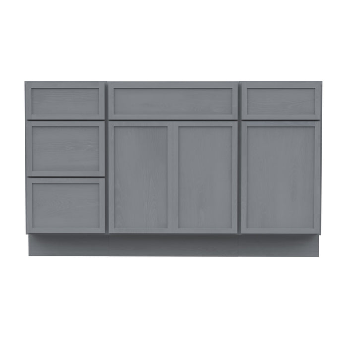54" Plywood Bathroom Vanity Cabinet without Top - 4 Drawers & 3 Doors - HomeBeyond