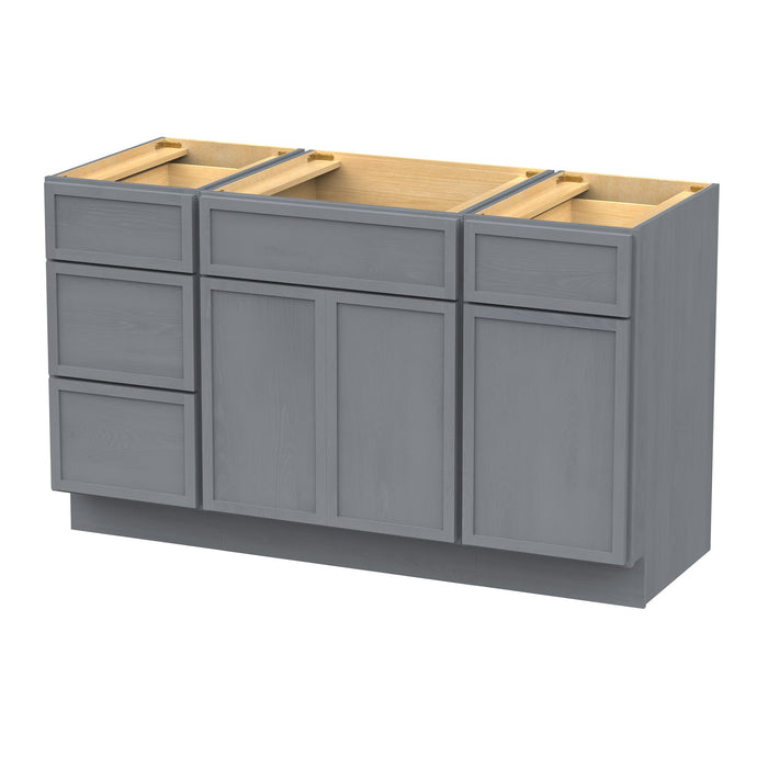 54" Plywood Bathroom Vanity Cabinet without Top - 4 Drawers & 3 Doors - HomeBeyond