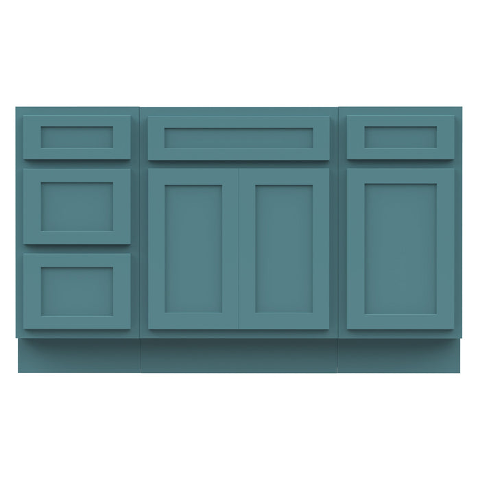 54" Plywood Bathroom Vanity Cabinet without Top - 4 Drawers & 3 Doors - HomeBeyond
