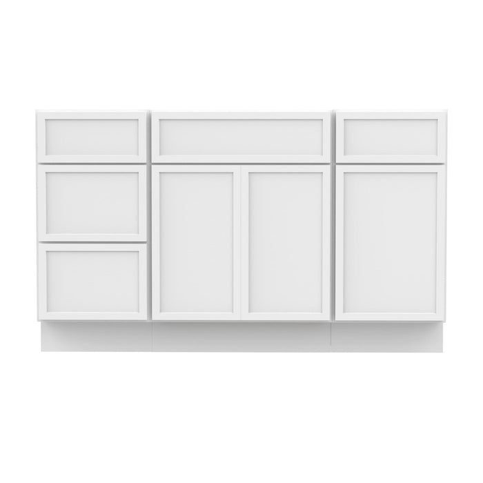 54" Plywood Bathroom Vanity Cabinet without Top - 4 Drawers & 3 Doors - HomeBeyond