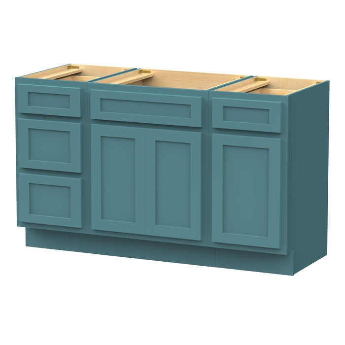 54" Plywood Bathroom Vanity Cabinet without Top - 4 Drawers & 3 Doors - HomeBeyond