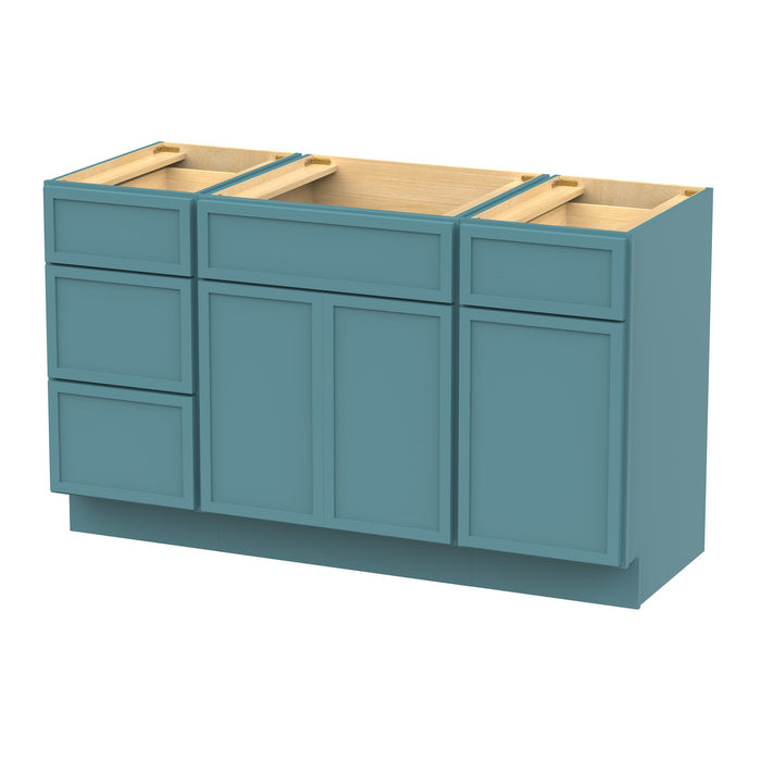 54" Plywood Bathroom Vanity Cabinet without Top - 4 Drawers & 3 Doors - HomeBeyond