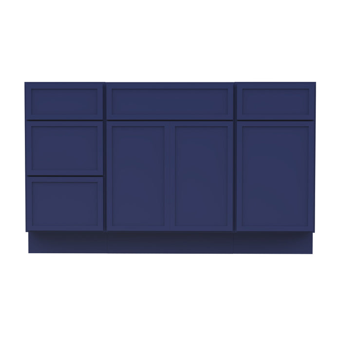 54" Plywood Bathroom Vanity Cabinet without Top - 4 Drawers & 3 Doors - HomeBeyond