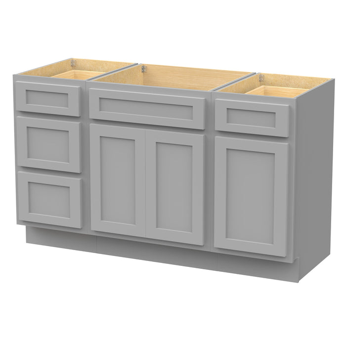 54" Plywood Bathroom Vanity Cabinet without Top - 4 Drawers & 3 Doors - HomeBeyond