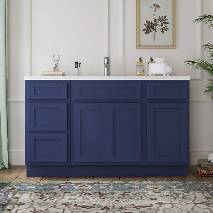 54" Plywood Bathroom Vanity Cabinet without Top - 4 Drawers & 3 Doors - HomeBeyond