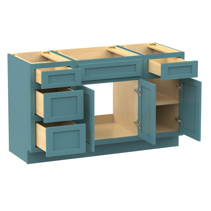 54" Plywood Bathroom Vanity Cabinet without Top - 4 Drawers & 3 Doors - HomeBeyond