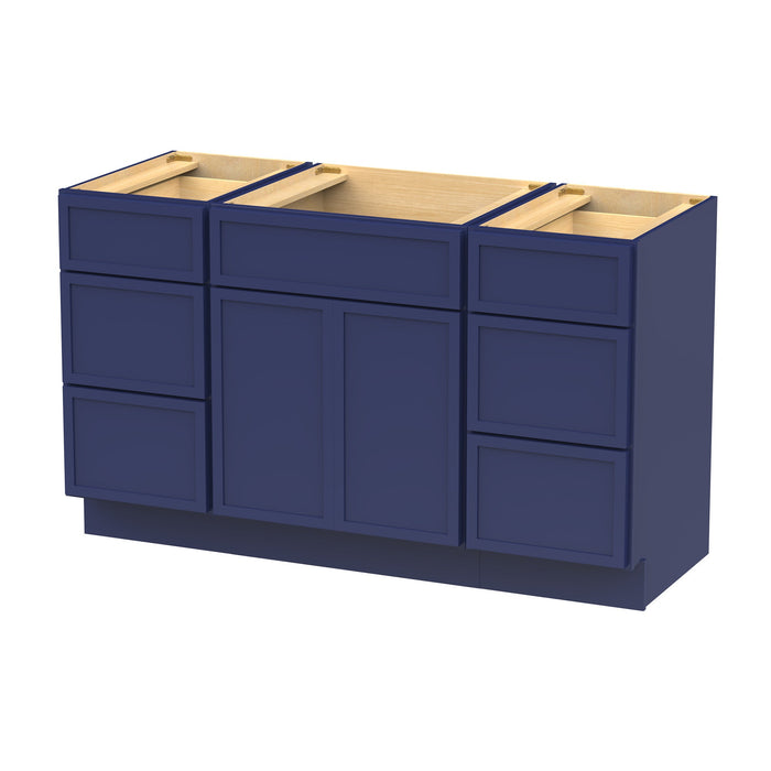 54" Plywood Bathroom Vanity Cabinet without Top - 6 Drawers & 2 Doors - HomeBeyond