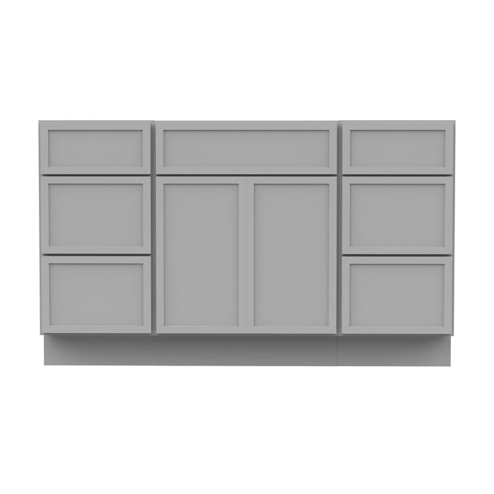 54" Plywood Bathroom Vanity Cabinet without Top - 6 Drawers & 2 Doors - HomeBeyond