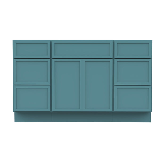 54" Plywood Bathroom Vanity Cabinet without Top - 6 Drawers & 2 Doors - HomeBeyond
