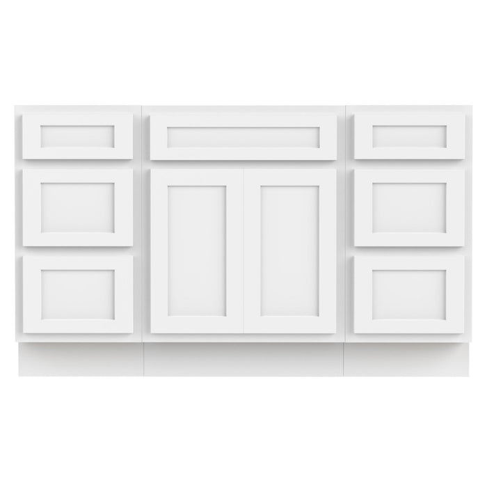 54" Plywood Bathroom Vanity Cabinet without Top - 6 Drawers & 2 Doors - HomeBeyond