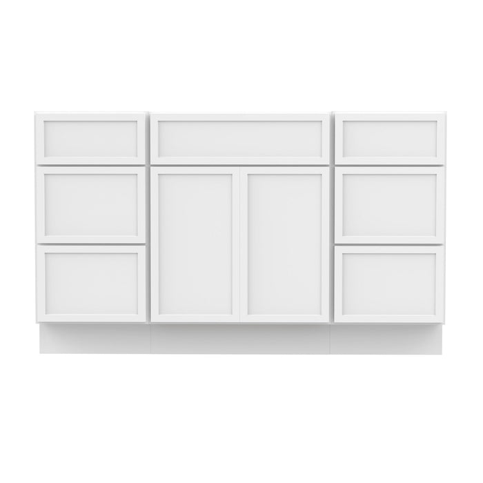 54" Plywood Bathroom Vanity Cabinet without Top - 6 Drawers & 2 Doors - HomeBeyond