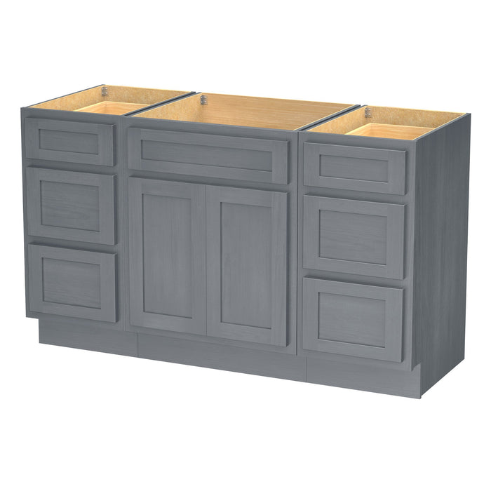 54" Plywood Bathroom Vanity Cabinet without Top - 6 Drawers & 2 Doors - HomeBeyond
