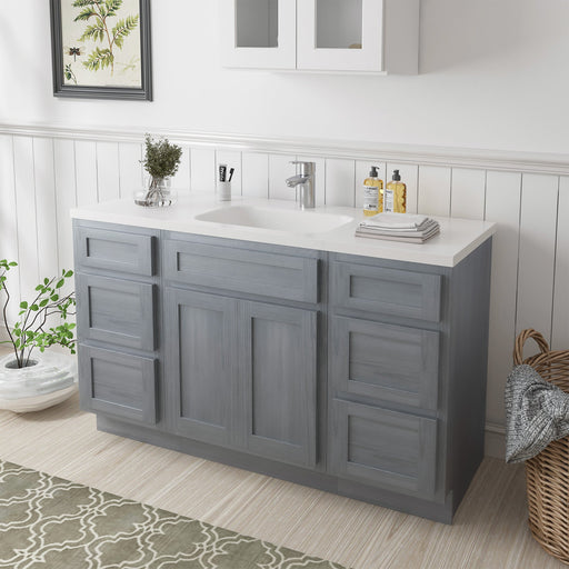 54" Plywood Bathroom Vanity Cabinet without Top - 6 Drawers & 2 Doors - HomeBeyond
