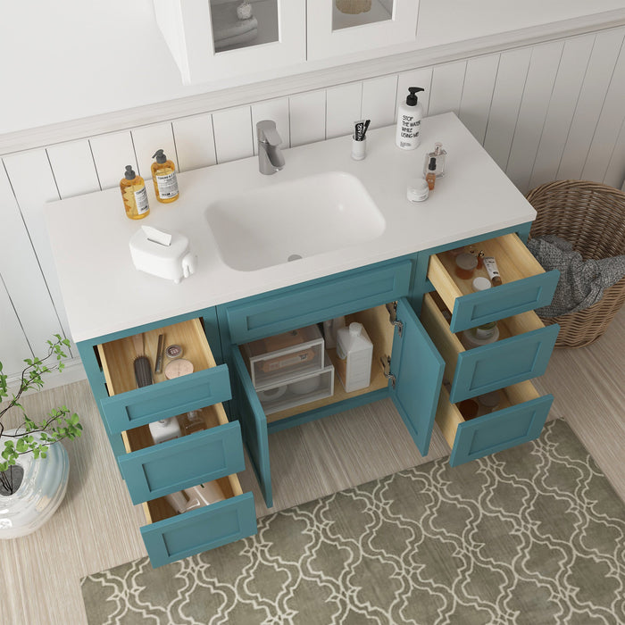 54" Plywood Bathroom Vanity Cabinet without Top - 6 Drawers & 2 Doors - HomeBeyond