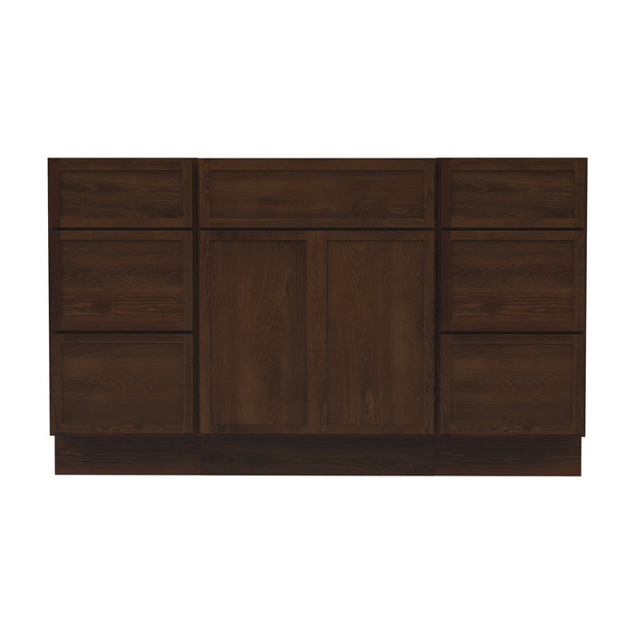 54" Plywood Bathroom Vanity Cabinet without Top - 6 Drawers & 2 Doors - HomeBeyond