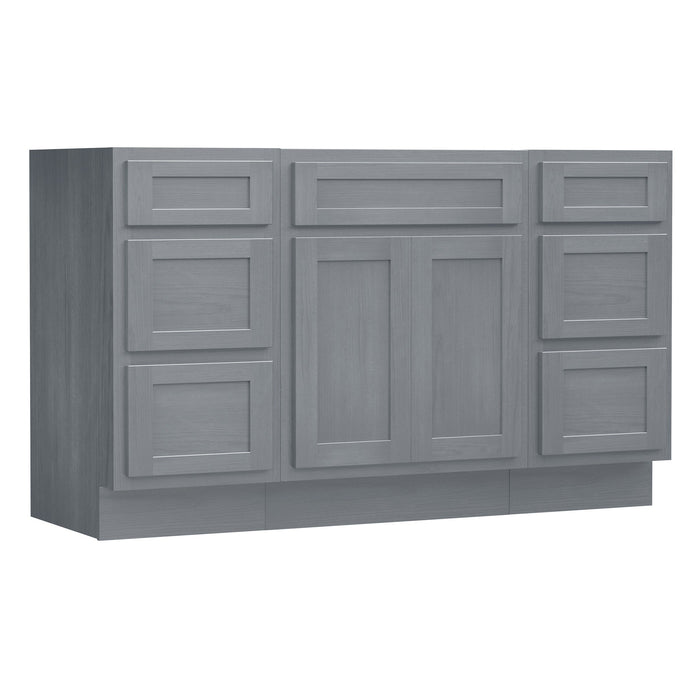 54" Plywood Bathroom Vanity Cabinet without Top - 6 Drawers & 2 Doors - HomeBeyond