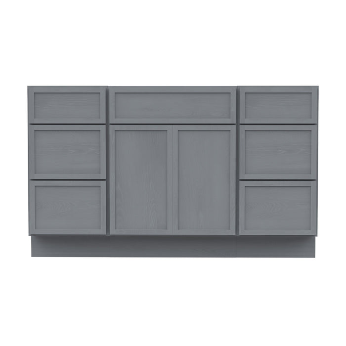 54" Plywood Bathroom Vanity Cabinet without Top - 6 Drawers & 2 Doors - HomeBeyond