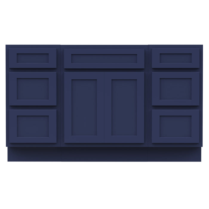 54" Plywood Bathroom Vanity Cabinet without Top - 6 Drawers & 2 Doors - HomeBeyond