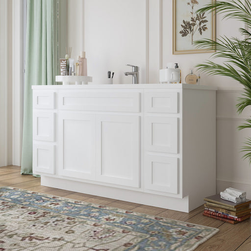 54" Plywood Bathroom Vanity Cabinet without Top - 6 Drawers & 2 Doors - HomeBeyond