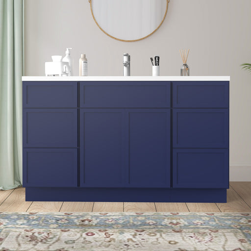 54" Plywood Bathroom Vanity Cabinet without Top - 6 Drawers & 2 Doors - HomeBeyond