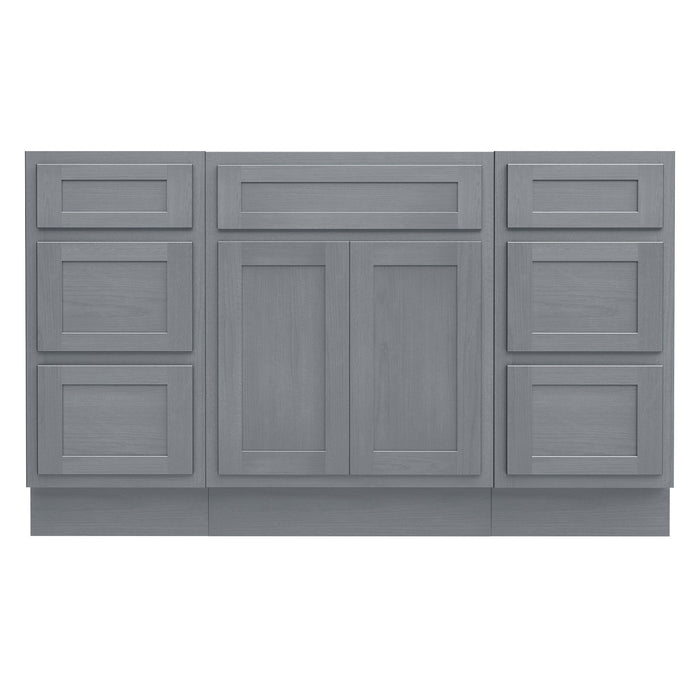 54" Plywood Bathroom Vanity Cabinet without Top - 6 Drawers & 2 Doors - HomeBeyond