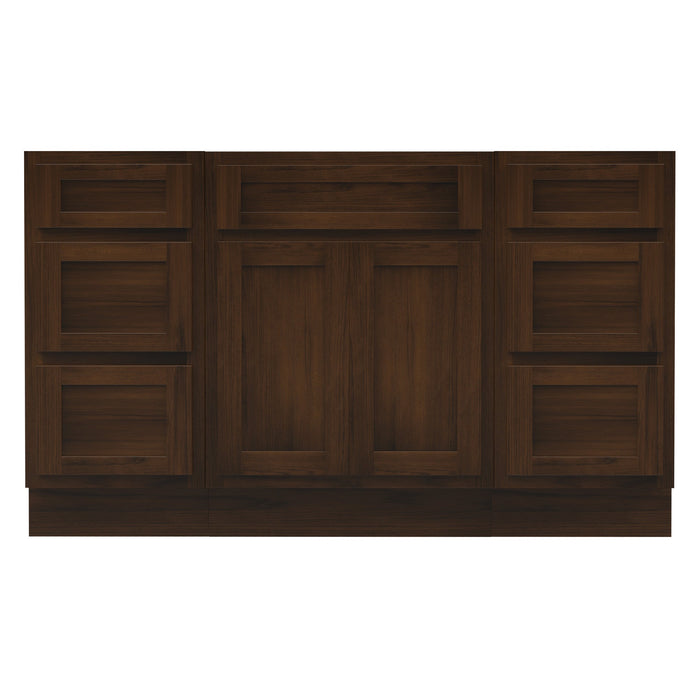 54" Plywood Bathroom Vanity Cabinet without Top - 6 Drawers & 2 Doors - HomeBeyond