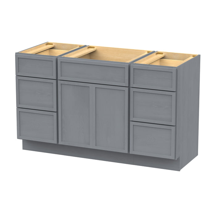 54" Plywood Bathroom Vanity Cabinet without Top - 6 Drawers & 2 Doors - HomeBeyond