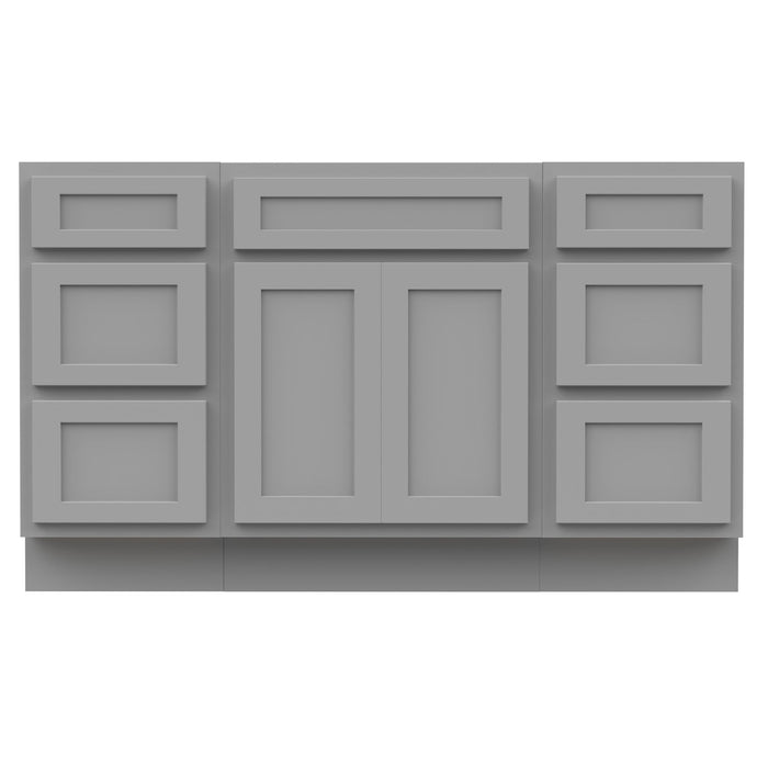 54" Plywood Bathroom Vanity Cabinet without Top - 6 Drawers & 2 Doors - HomeBeyond