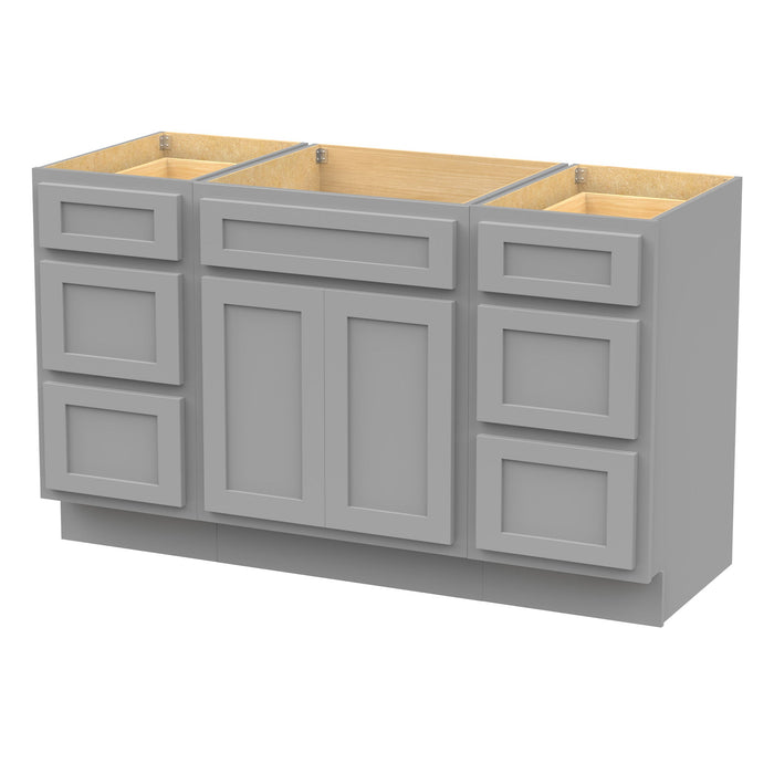 54" Plywood Bathroom Vanity Cabinet without Top - 6 Drawers & 2 Doors - HomeBeyond