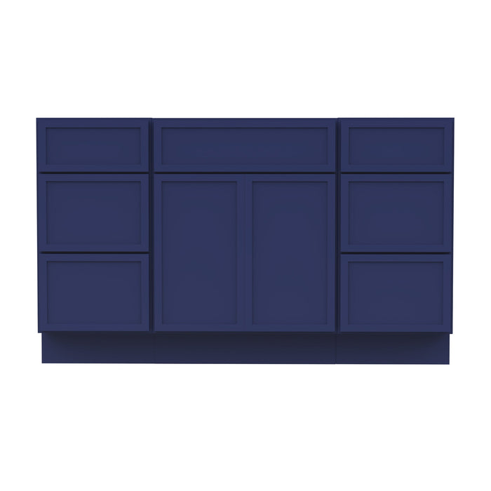 54" Plywood Bathroom Vanity Cabinet without Top - 6 Drawers & 2 Doors - HomeBeyond