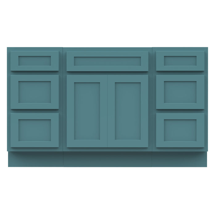 54" Plywood Bathroom Vanity Cabinet without Top - 6 Drawers & 2 Doors - HomeBeyond