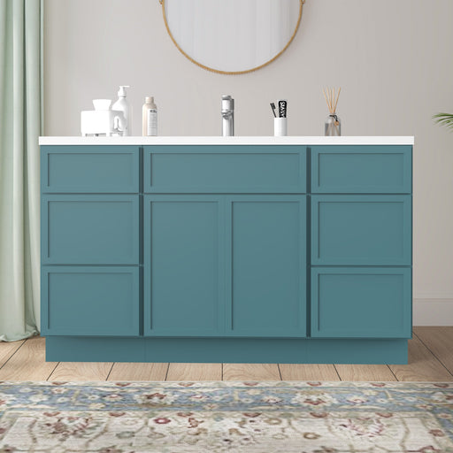 54" Plywood Bathroom Vanity Cabinet without Top - 6 Drawers & 2 Doors - HomeBeyond