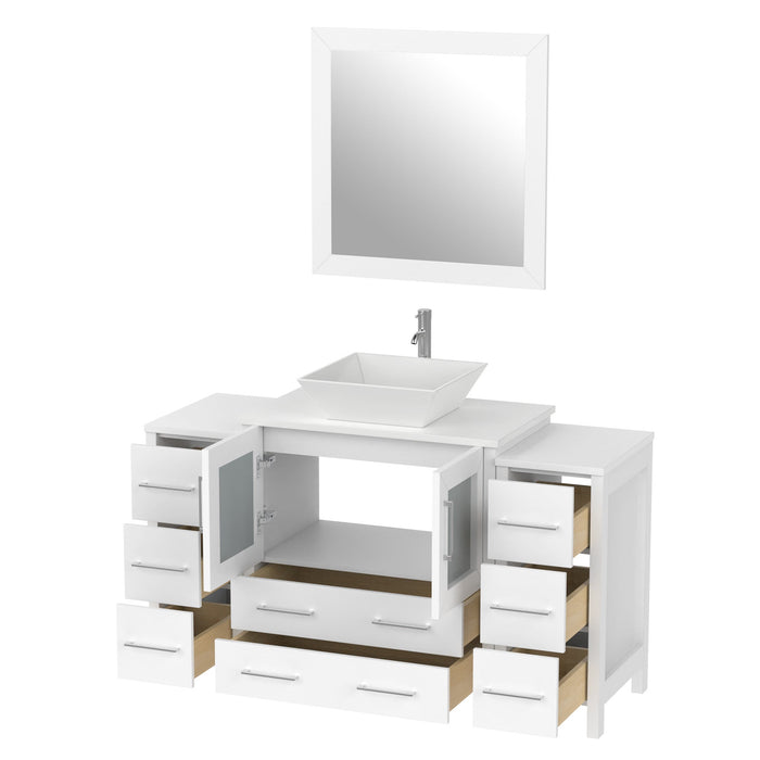 54" Single Sink Modern Bathroom Vanity Set with Engineered Marble Top & Free Mirror – Storage Cabinet with 8 Drawers VA3130-54 - HomeBeyond