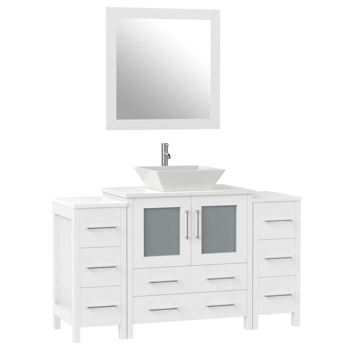 54" Single Sink Modern Bathroom Vanity Set with Engineered Marble Top & Free Mirror – Storage Cabinet with 8 Drawers VA3130-54 - HomeBeyond