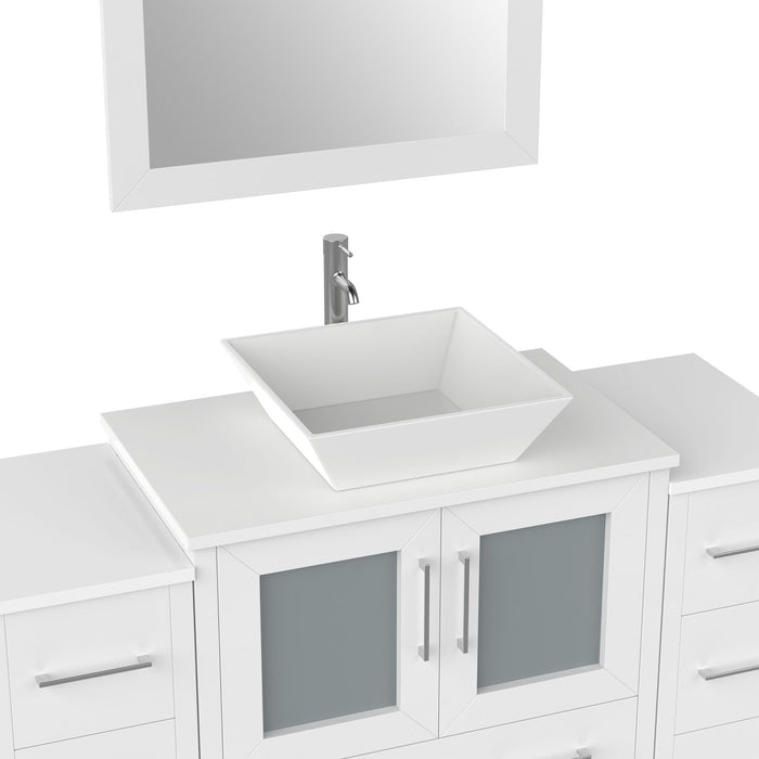 54" Single Sink Modern Bathroom Vanity Set with Engineered Marble Top & Free Mirror – Storage Cabinet with 8 Drawers VA3130-54 - HomeBeyond