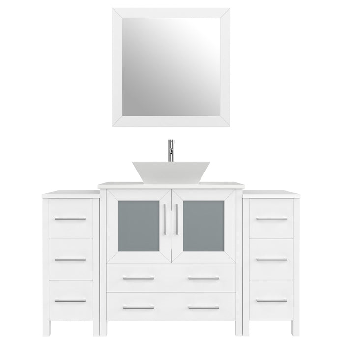54" Single Sink Modern Bathroom Vanity Set with Engineered Marble Top & Free Mirror – Storage Cabinet with 8 Drawers VA3130-54 - HomeBeyond