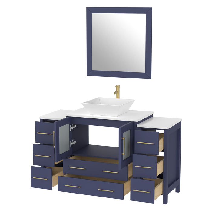 54" Single Sink Modern Bathroom Vanity Set with Engineered Marble Top & Free Mirror – Storage Cabinet with 8 Drawers VA3130-54 - HomeBeyond